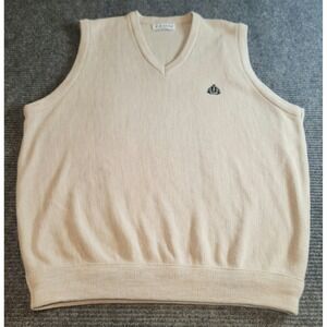 Vintage Izod Sweater Vest Mens XL Cream White V-Neck Acrylic Knit Made in USA